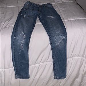 ZARA pearl torn jeans